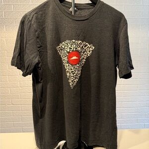 Gray Graphic Tee with Red Accent